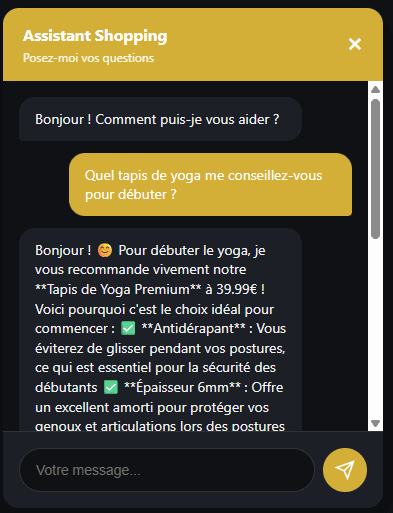 Interface Chatbot X10 Commerce
